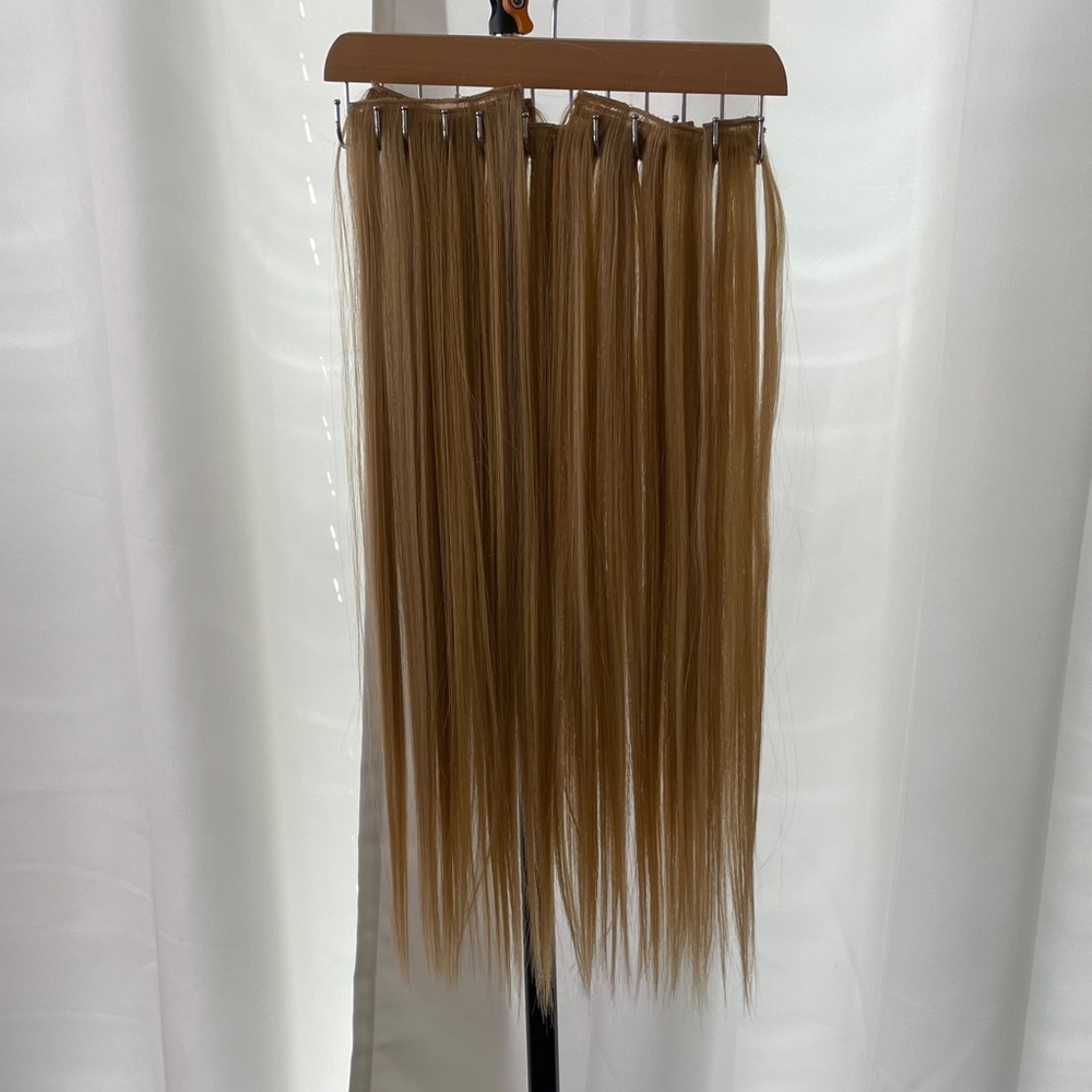 Golden blonde hair extensions clip on